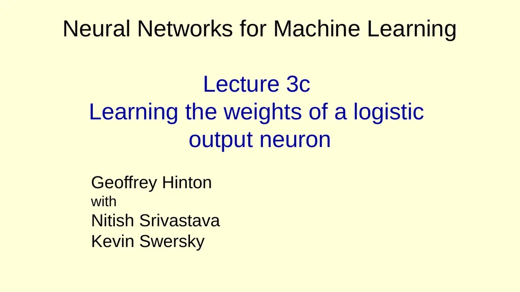 Neural Networks for Machine Learning Lecture 3a - slide 17 of 34