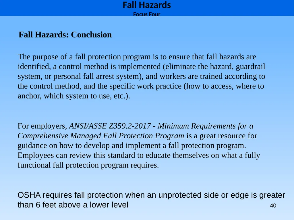 1 1926 Construction Focus Four Fall Hazards Focus - slide 40 of 47