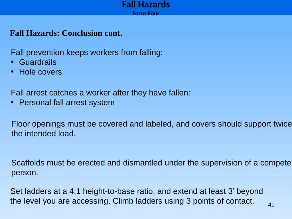 1 1926 Construction Focus Four Fall Hazards Focus - slide 41 of 47