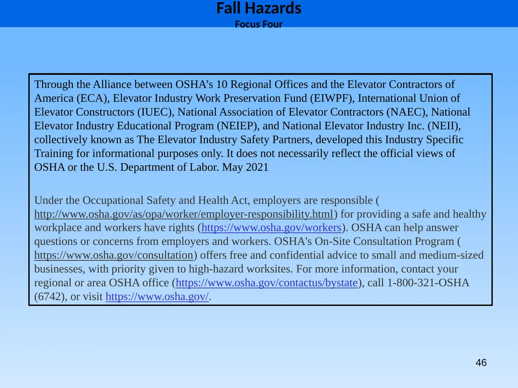 1 1926 Construction Focus Four Fall Hazards Focus - slide 46 of 47