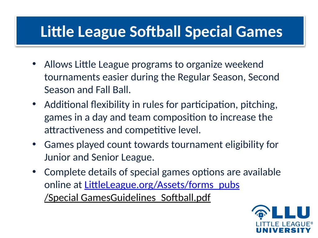 LITTLE LEAGUE SOFTBALL® Presentation Highlights - slide 11 of 32
