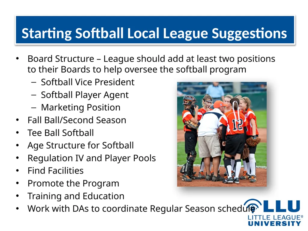 LITTLE LEAGUE SOFTBALL® Presentation Highlights - slide 20 of 32