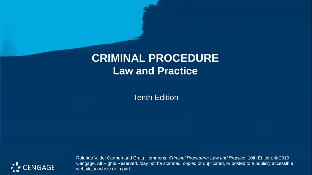 CRIMINAL PROCEDURE Law and Practice Tenth Edition - slide 1 of 19