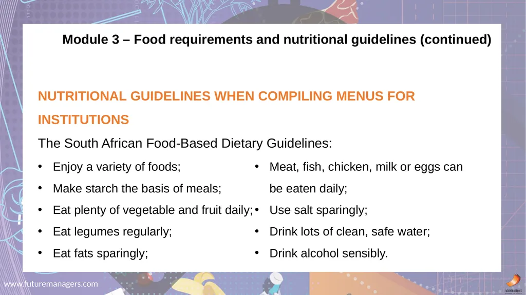 Nutrition and Menu Planning N4 - slide 11 of 38