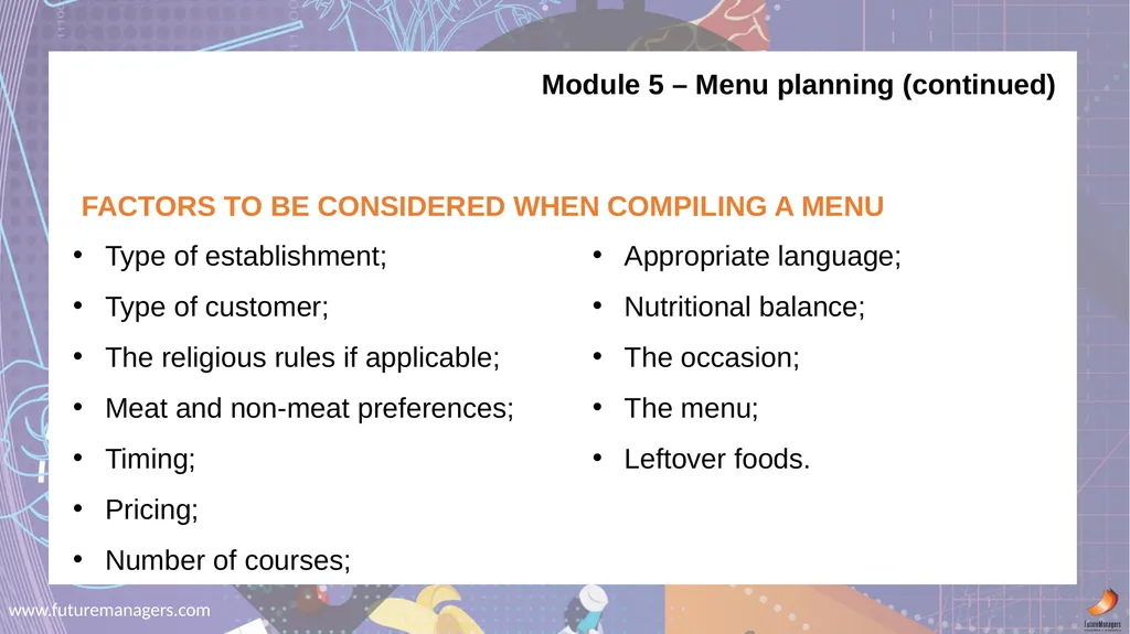 Nutrition and Menu Planning N4 - slide 24 of 38