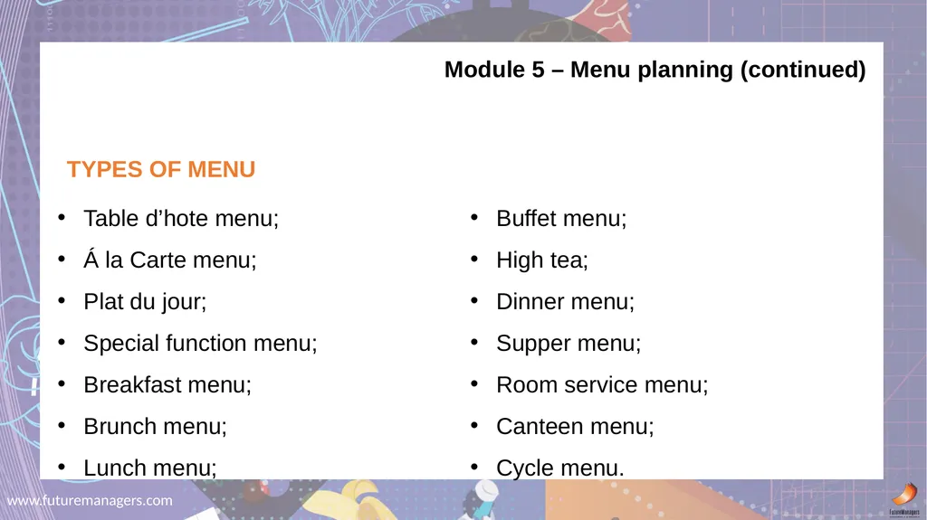 Nutrition and Menu Planning N4 - slide 25 of 38