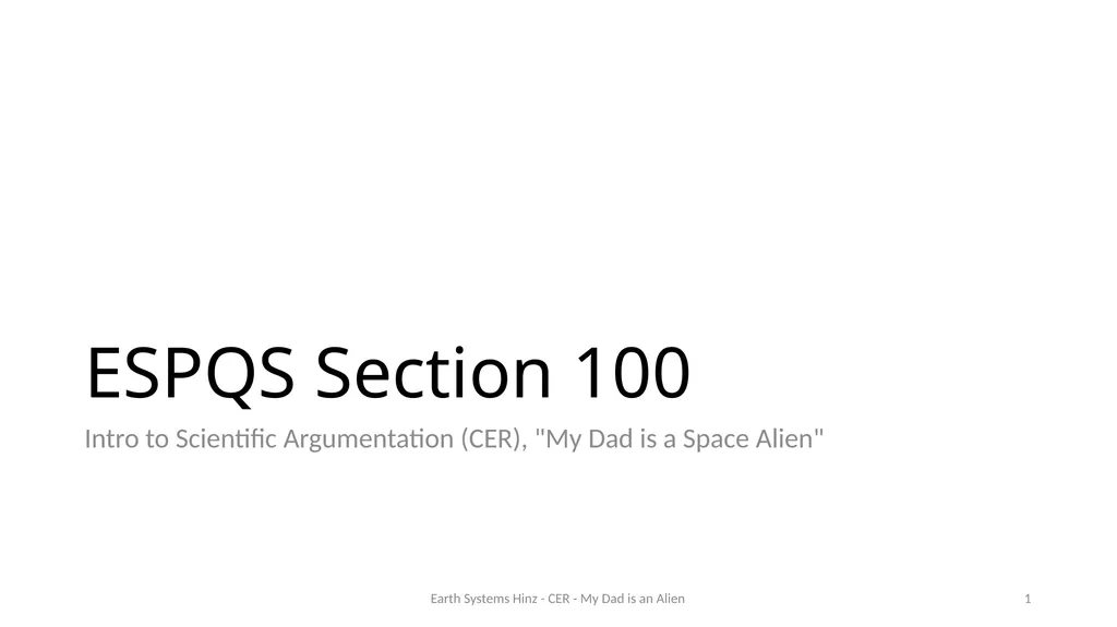 ESPQS Section 100 Intro to Scientific - slide 1 of 13
