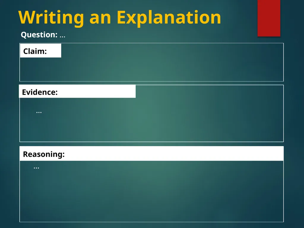 Claim, Evidence, & Reasoning — Writing Scientific - slide 7 of 9