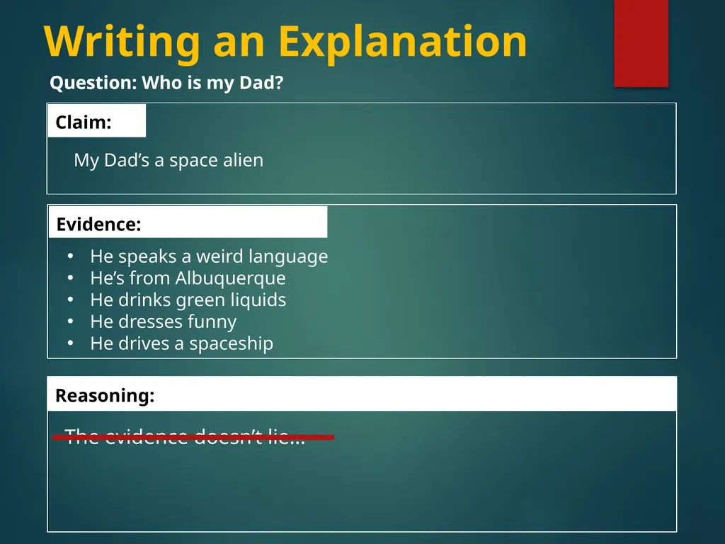 Claim, Evidence, & Reasoning — Writing Scientific - slide 8 of 9
