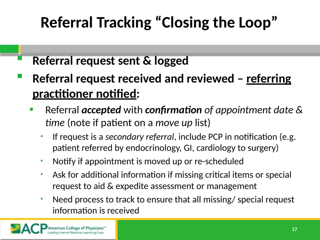 Connecting Care Ensuring Quality Referrals and - slide 17 of 26