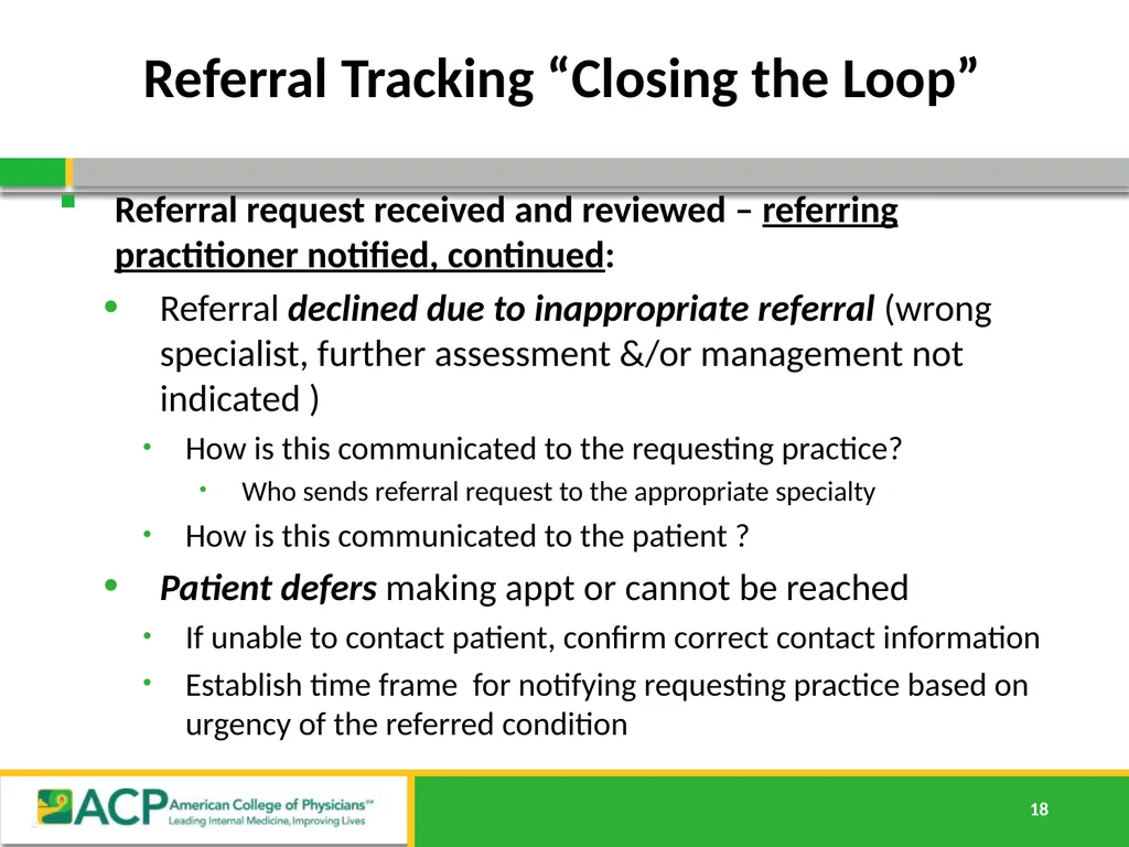 Connecting Care Ensuring Quality Referrals and - slide 18 of 26