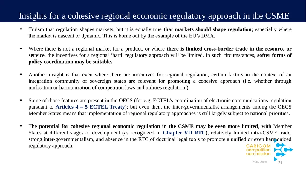 A presentation entitled: “Towards a regional - slide 21 of 28