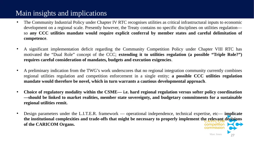 A presentation entitled: “Towards a regional - slide 27 of 28
