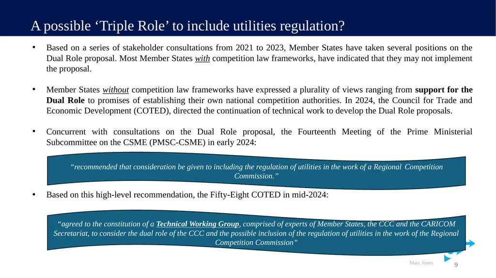 A presentation entitled: “Towards a regional - slide 9 of 28