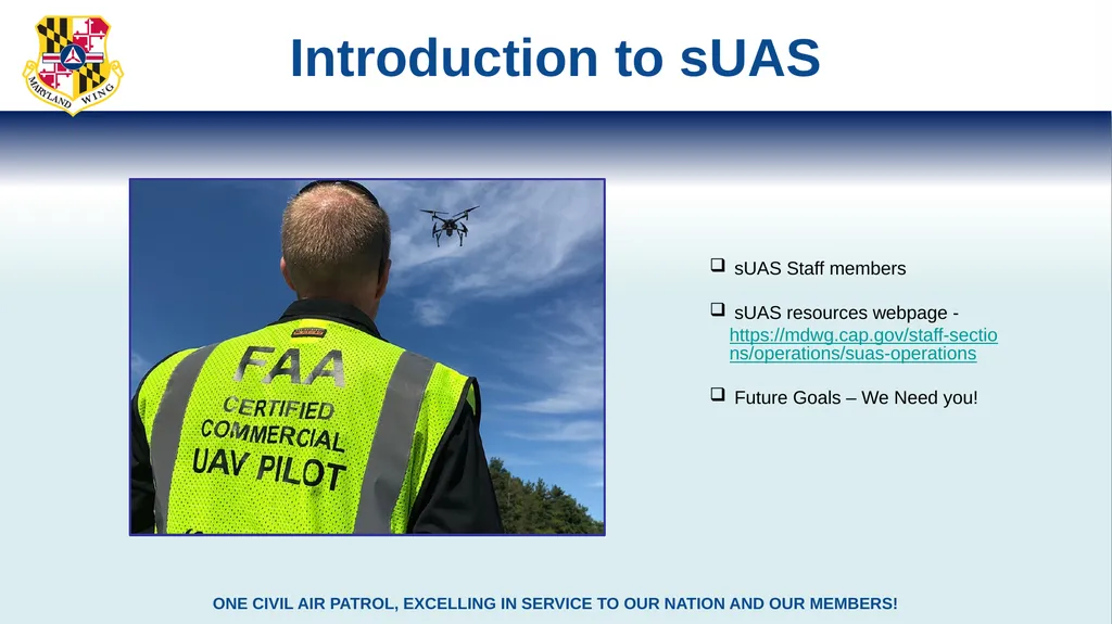 MDWG sUAS Operations Overview Introduction to sUAS - slide 3 of 10