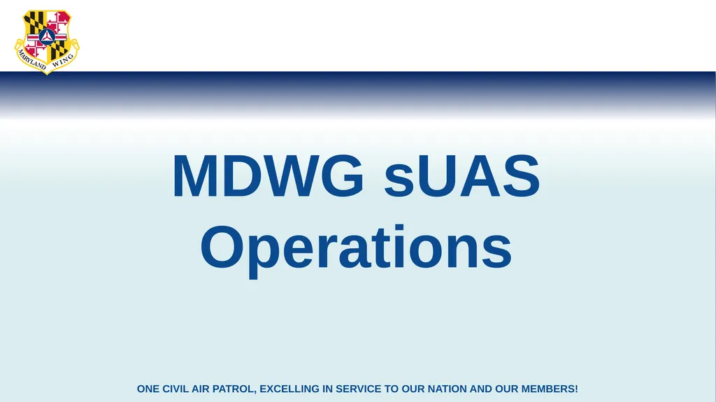 MDWG sUAS Operations Overview Introduction to sUAS - slide 1 of 10