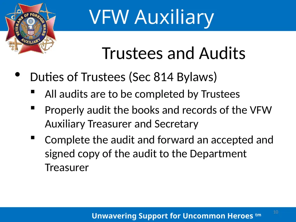 LOCAL AUXILIARY TRUSTEES TRAINING Auxiliary - slide 10 of 32