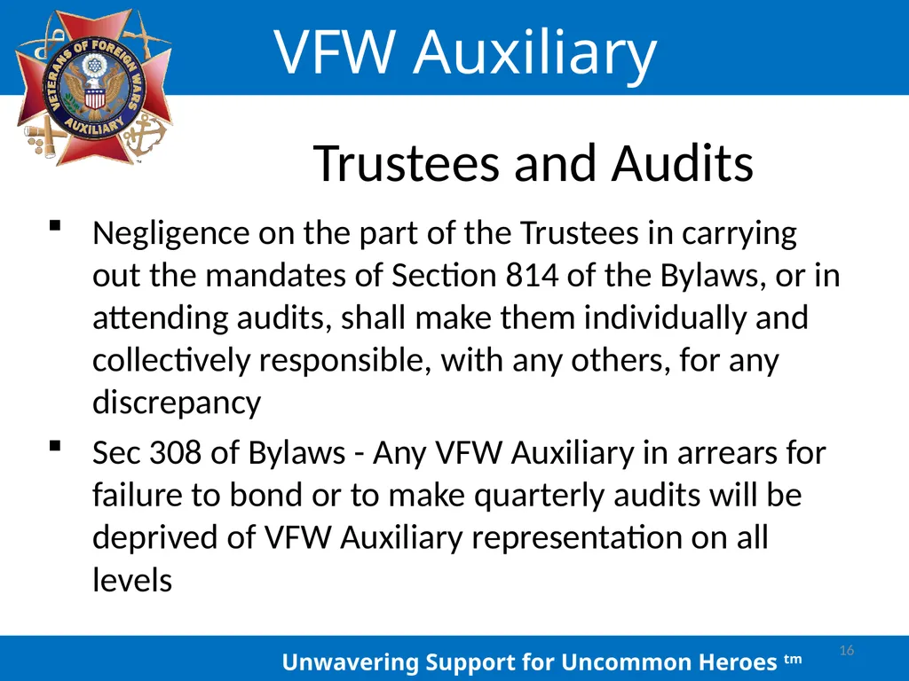 LOCAL AUXILIARY TRUSTEES TRAINING Auxiliary - slide 16 of 32