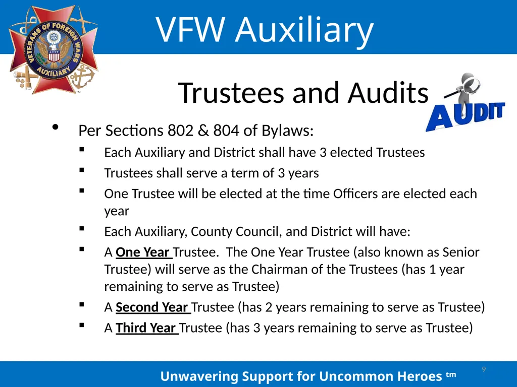 LOCAL AUXILIARY TRUSTEES TRAINING Auxiliary - slide 9 of 32