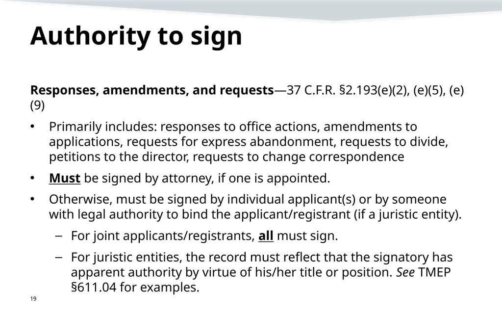 Representation, signatures, and ethical issues in - slide 19 of 42