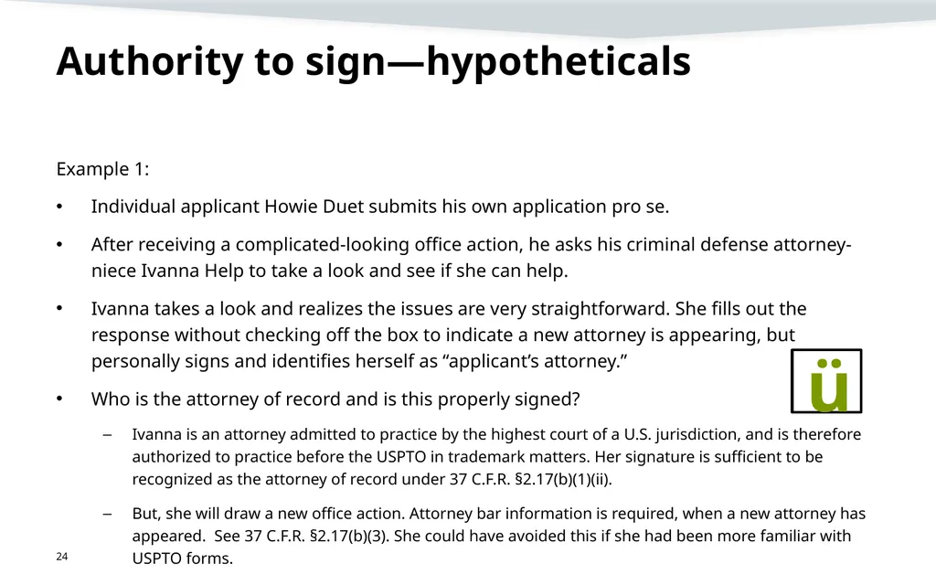 Representation, signatures, and ethical issues in - slide 24 of 42
