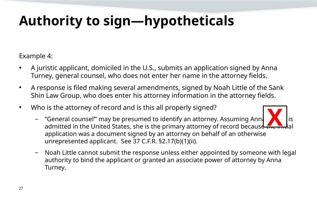 Representation, signatures, and ethical issues in - slide 27 of 42