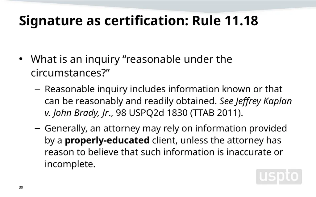 Representation, signatures, and ethical issues in - slide 30 of 42