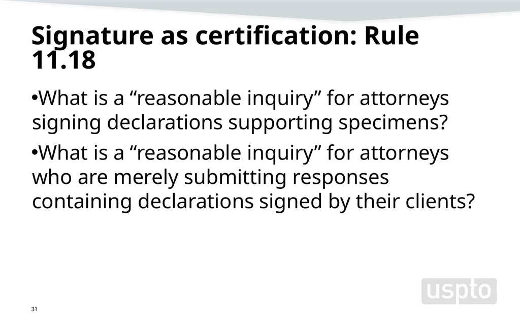 Representation, signatures, and ethical issues in - slide 31 of 42