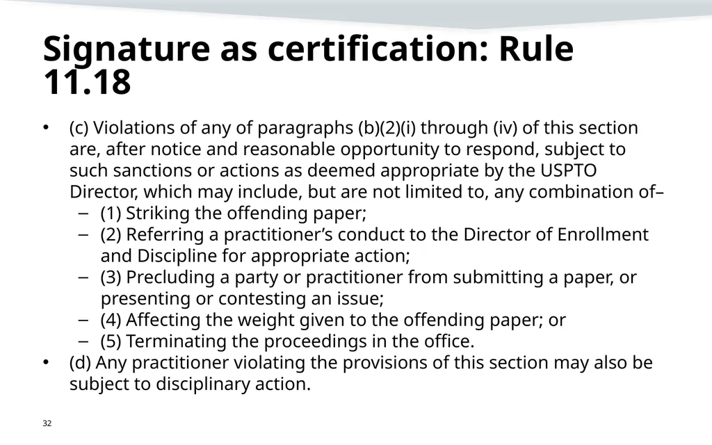 Representation, signatures, and ethical issues in - slide 32 of 42
