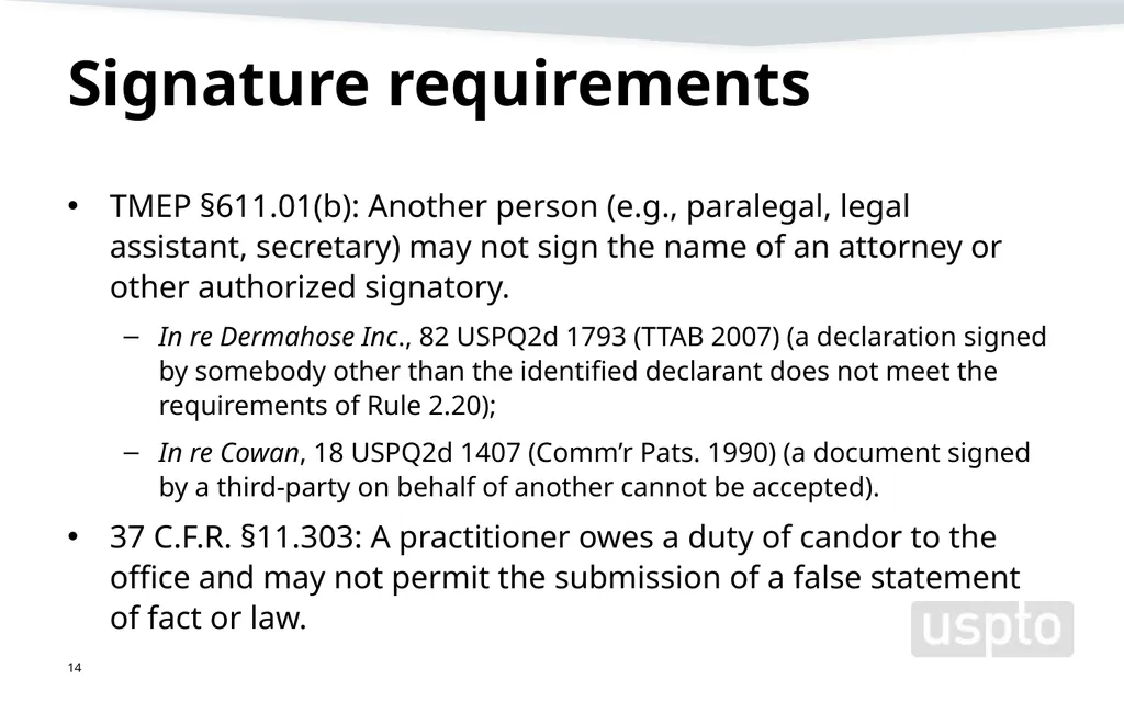 Representation, signatures, and ethical issues in - slide 14 of 42