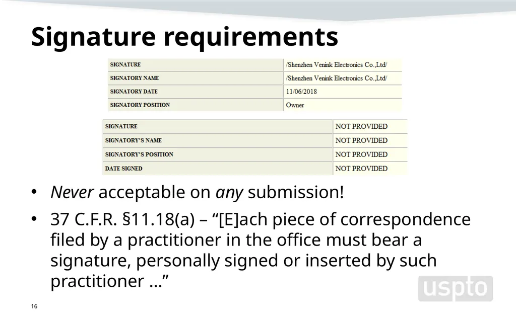 Representation, signatures, and ethical issues in - slide 16 of 42