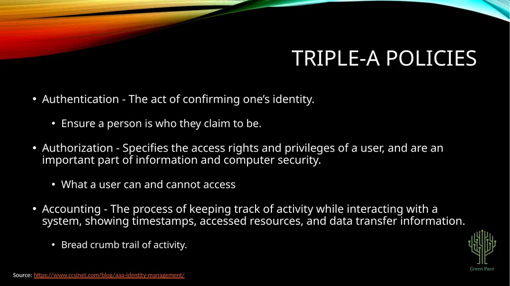 Green Pace Security Policy Presentation Developer: - slide 7 of 16