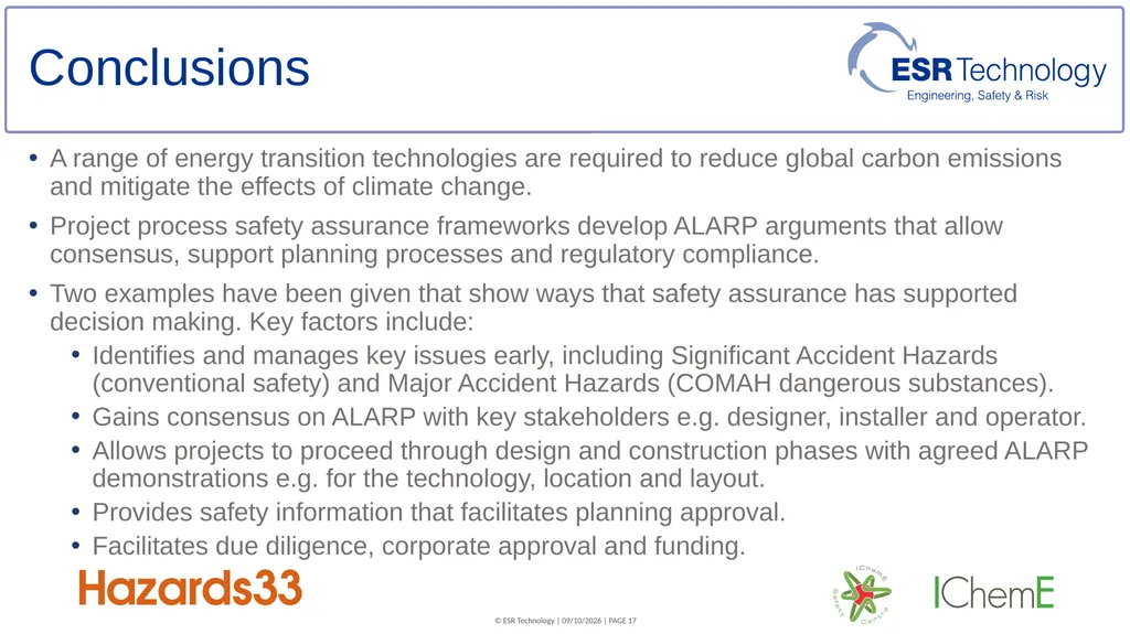 Assessment techniques for supporting ALARP - slide 17 of 19