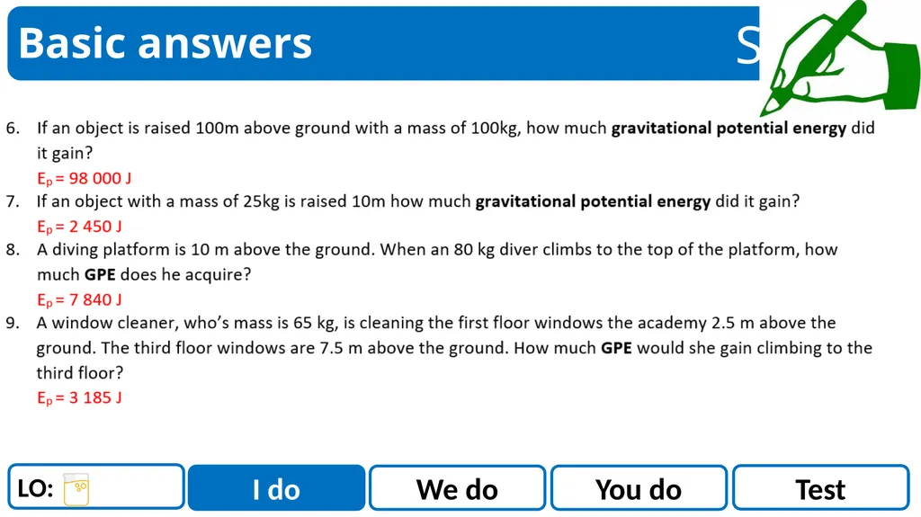 What type of objects store kinetic energy? A - slide 8 of 14