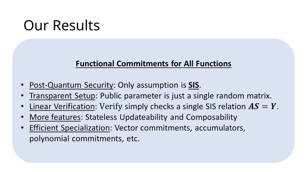 Functional Commitments for All Functions from SIS - slide 9 of 20