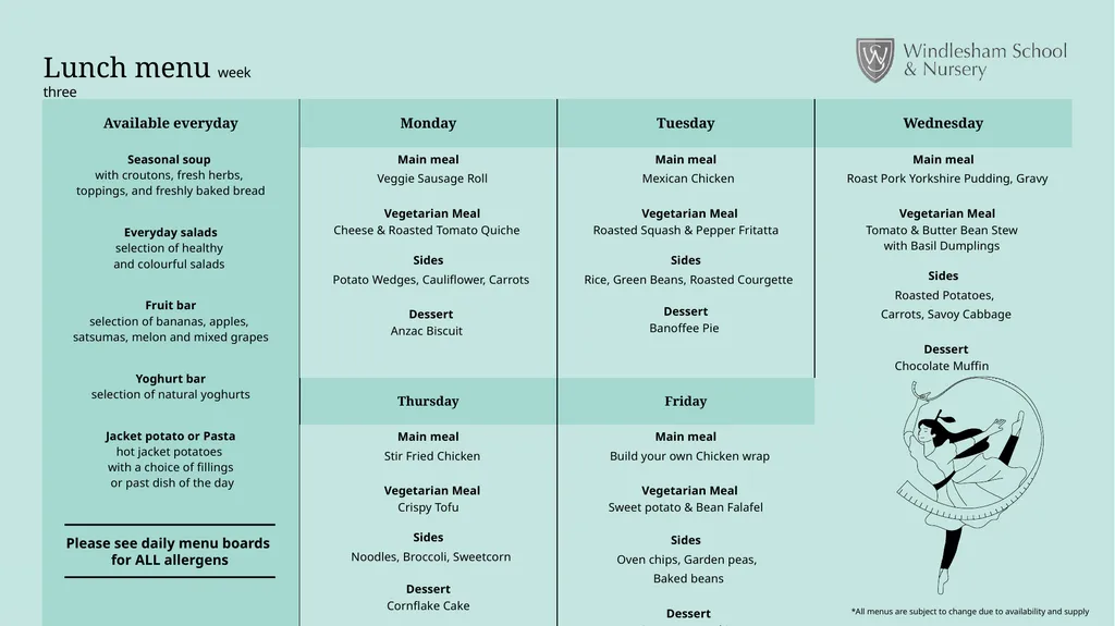 *All menus are subject to change due to - slide 3 of 3