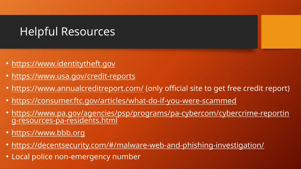 Protecting Yourself from Scams How to Identify and - slide 42 of 43