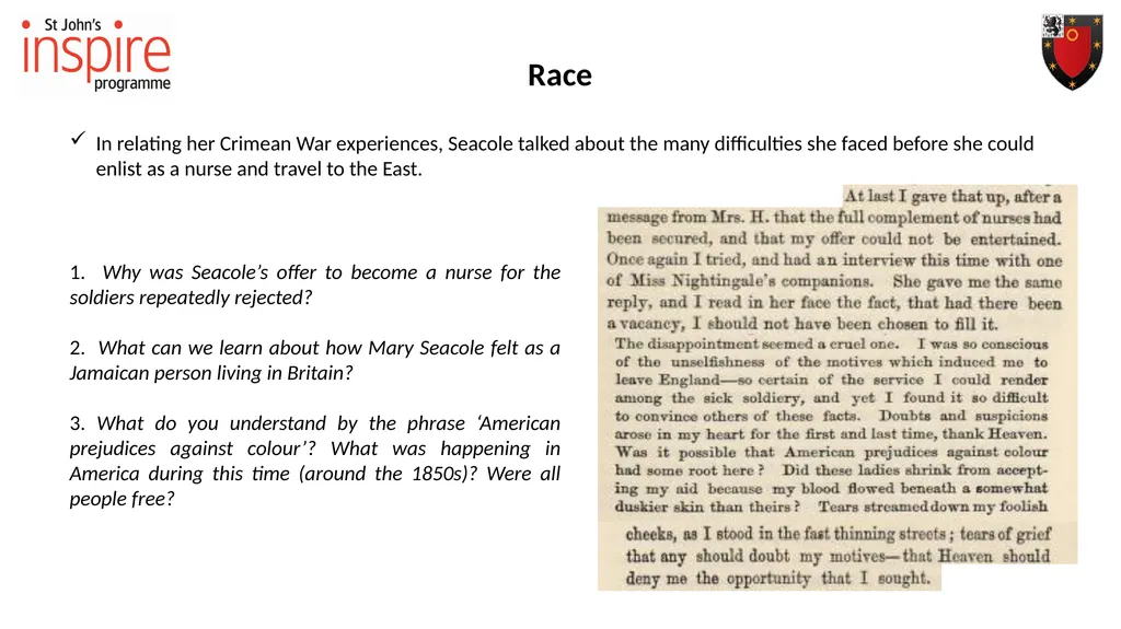 Workshop 2: Seacole Gender, War, and Nursing: - slide 6 of 14