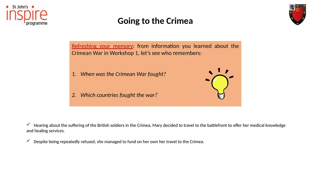 Workshop 2: Seacole Gender, War, and Nursing: - slide 7 of 14