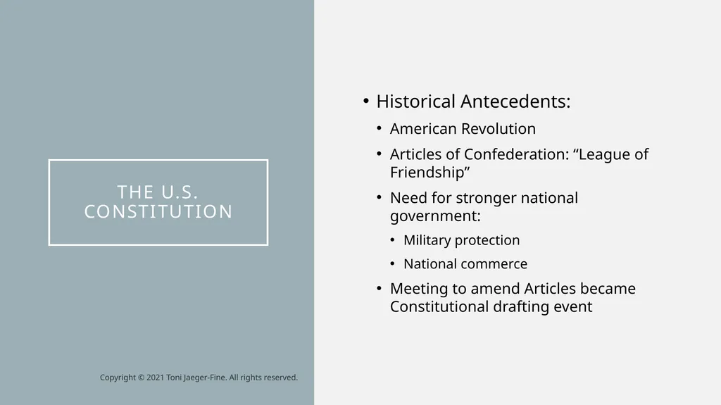 The u.s. constitution Historical Antecedents: - slide 1 of 10