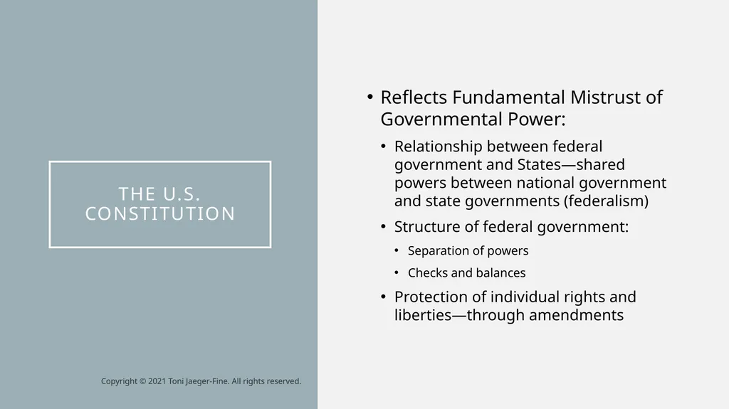 The u.s. constitution Historical Antecedents: - slide 4 of 10