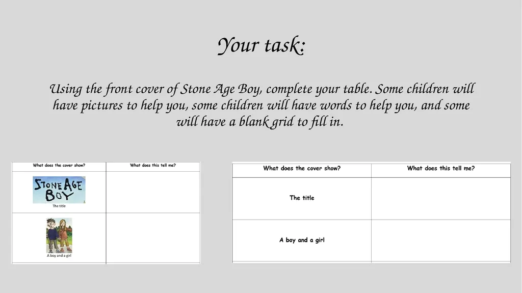 Stone Age Boy Lesson 1 Let’s look at the example - slide 6 of 8