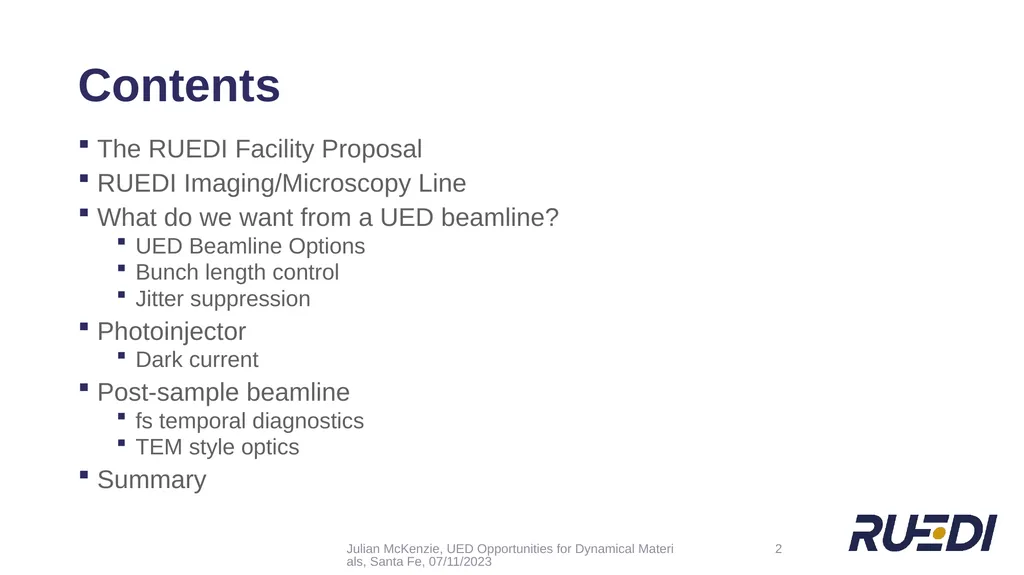+ UED Beamline Design for Optimising Temporal - slide 2 of 24