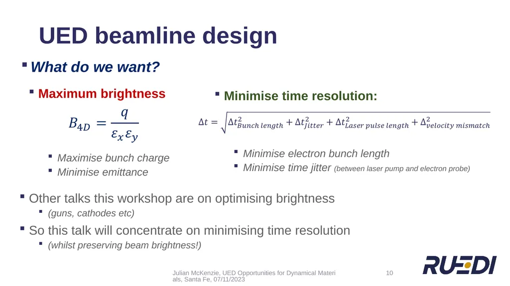 + UED Beamline Design for Optimising Temporal - slide 10 of 24