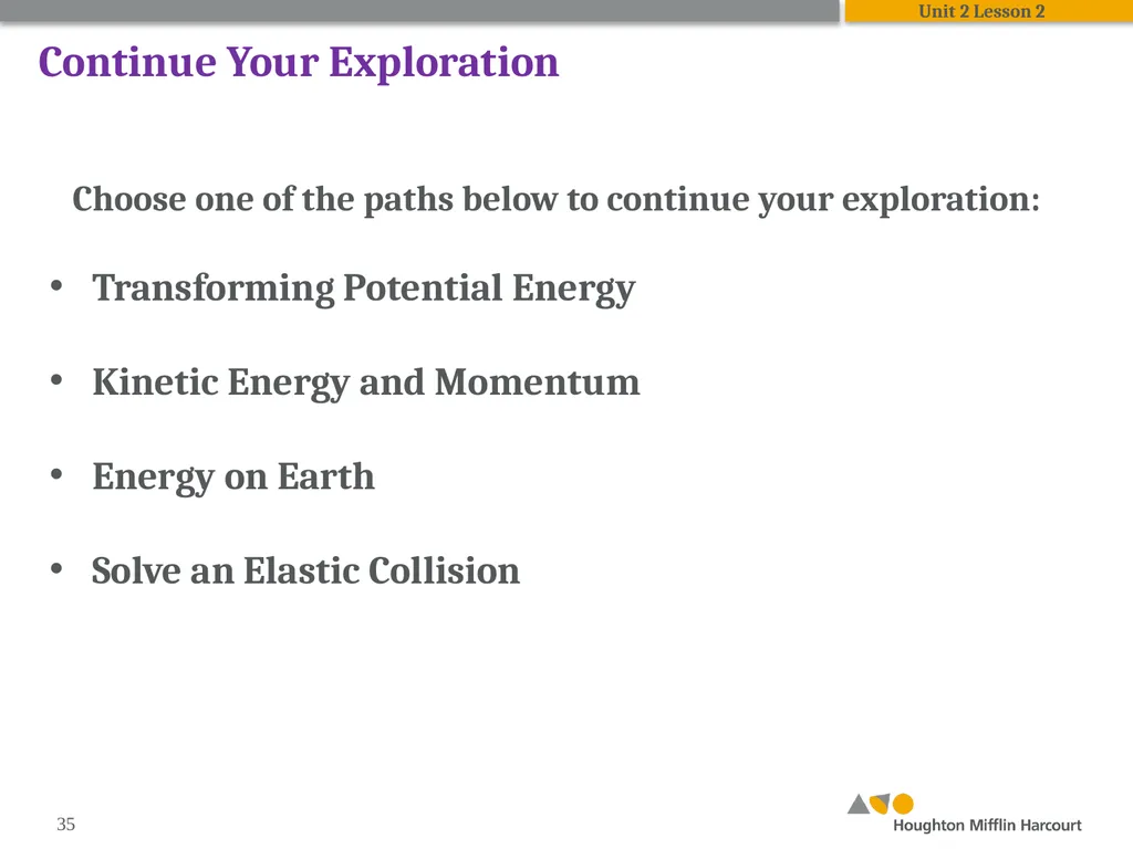 HMH Science Dimensions Physics Unit 2: Energy and - slide 35 of 37