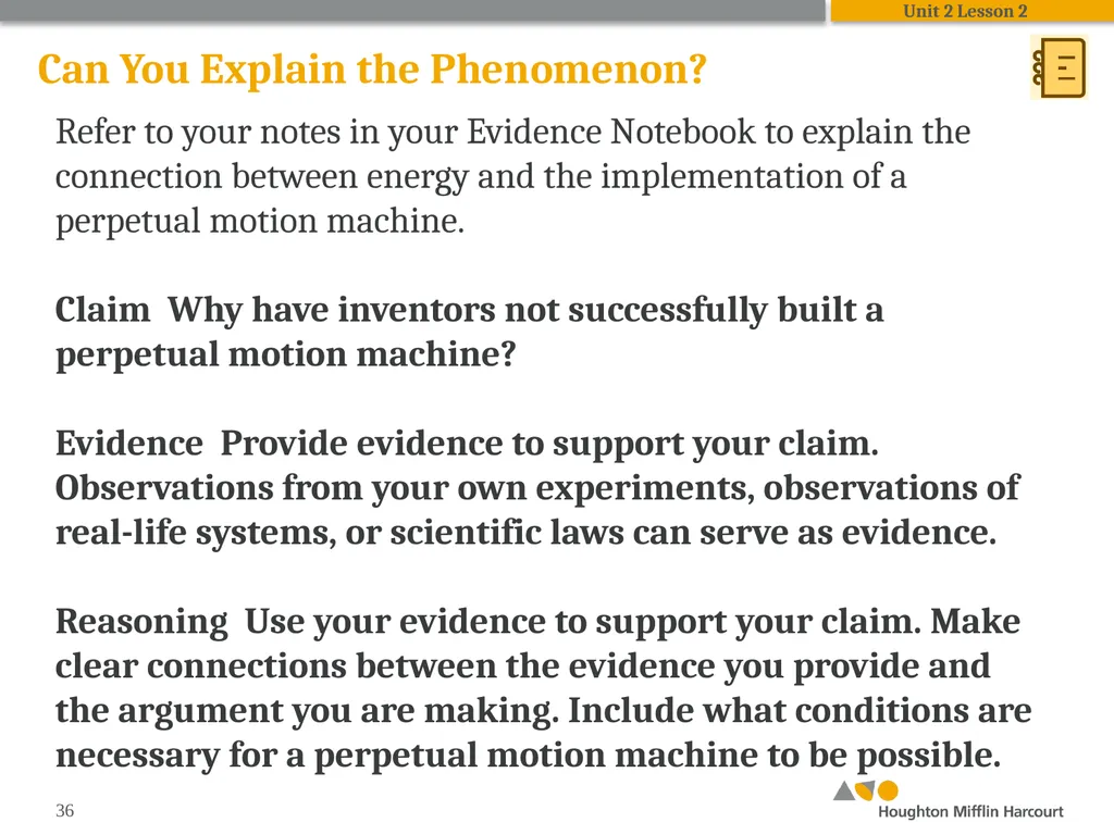 HMH Science Dimensions Physics Unit 2: Energy and - slide 36 of 37