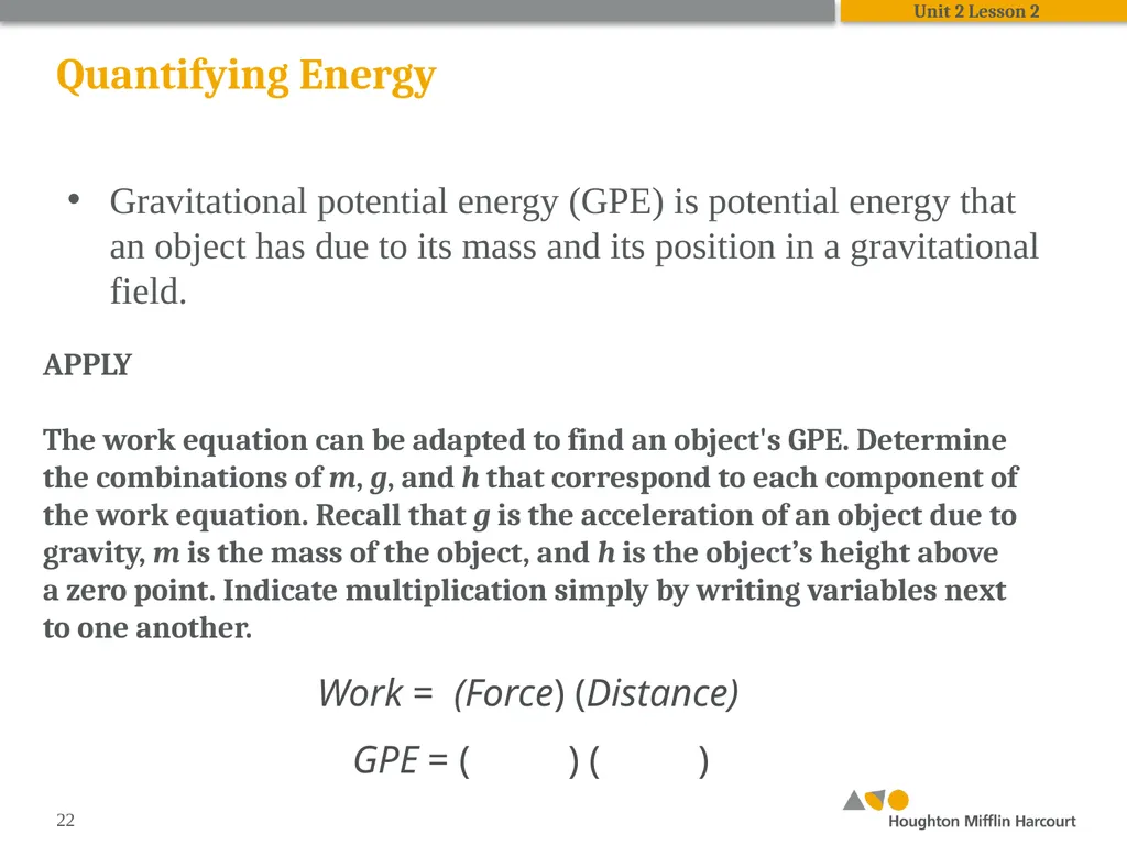 HMH Science Dimensions Physics Unit 2: Energy and - slide 22 of 37