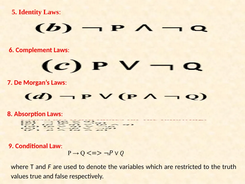 Topic : LOGIC-INTRODUCTION & LOGIC LAWS Subject - slide 20 of 25