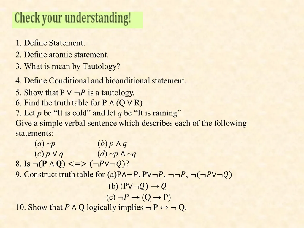Topic : LOGIC-INTRODUCTION & LOGIC LAWS Subject - slide 18 of 25