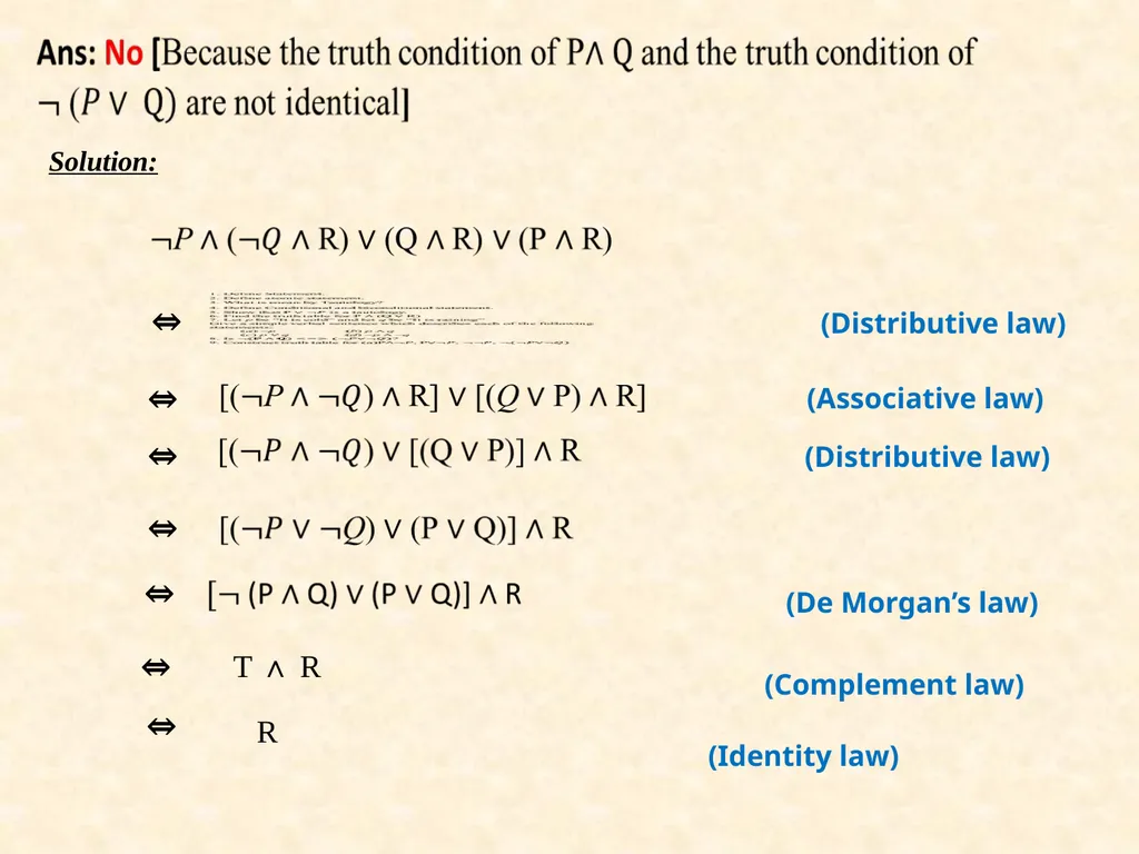 Topic : LOGIC-INTRODUCTION & LOGIC LAWS Subject - slide 24 of 25